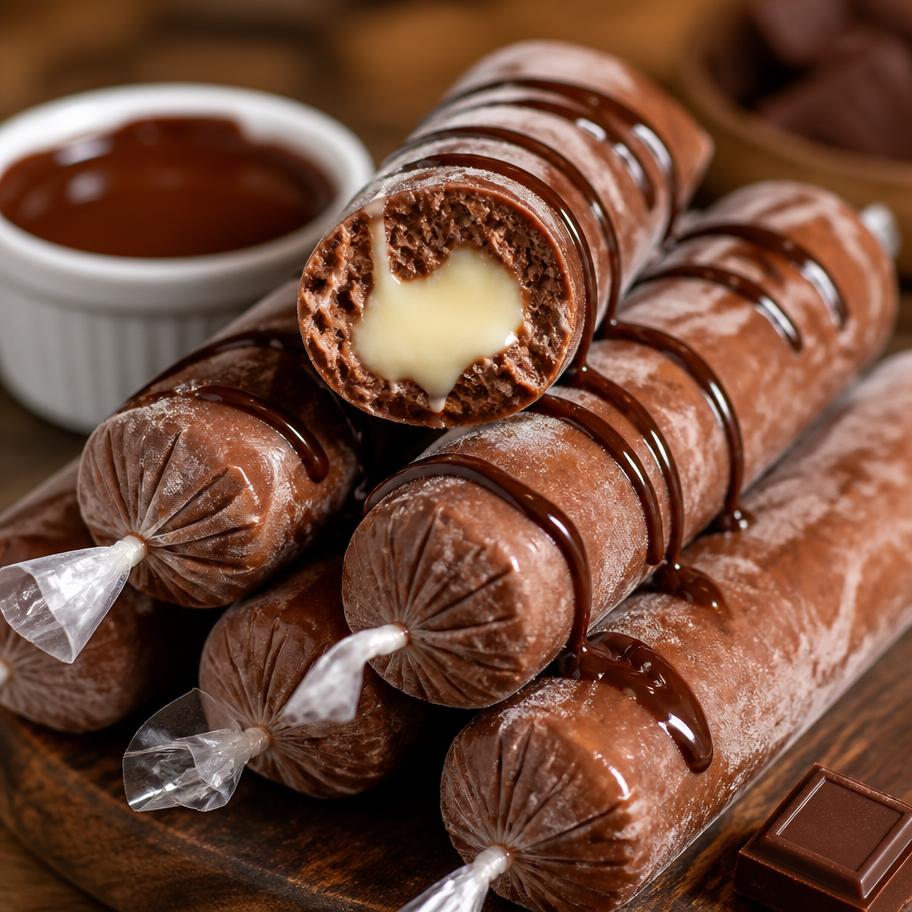 Geladinho gourmet sabor Chocolate recheado